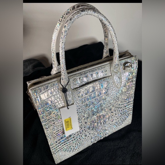 Brahmin Iridescent Caroline Satchel Embossed Tote Bag - Picture 5 of 8